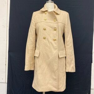 Cream Zara coat gold buttons